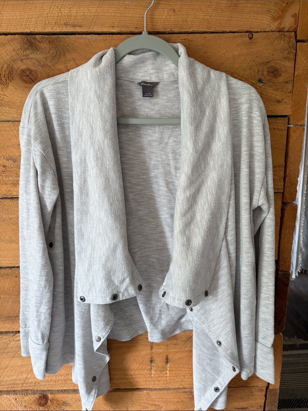 Light Gray Draped Shawl Collar Women’s Sweater Cardigan